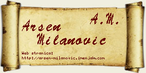 Arsen Milanović vizit kartica